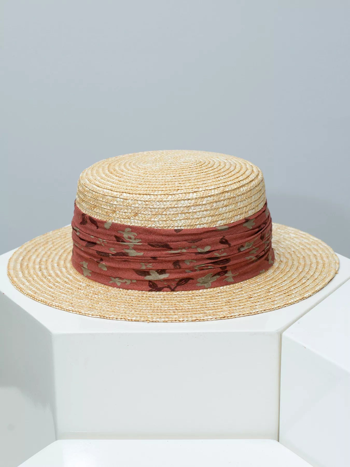 Ribbon Straw Boater Hat