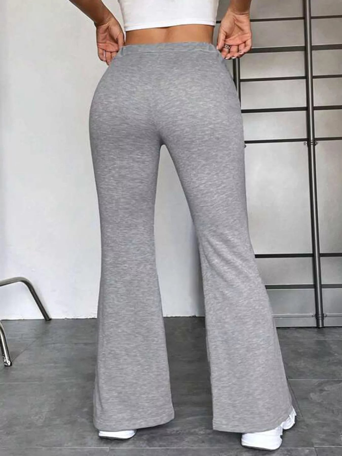 Full Size Casual Drawstring High Waist Flare Pants Plus Size