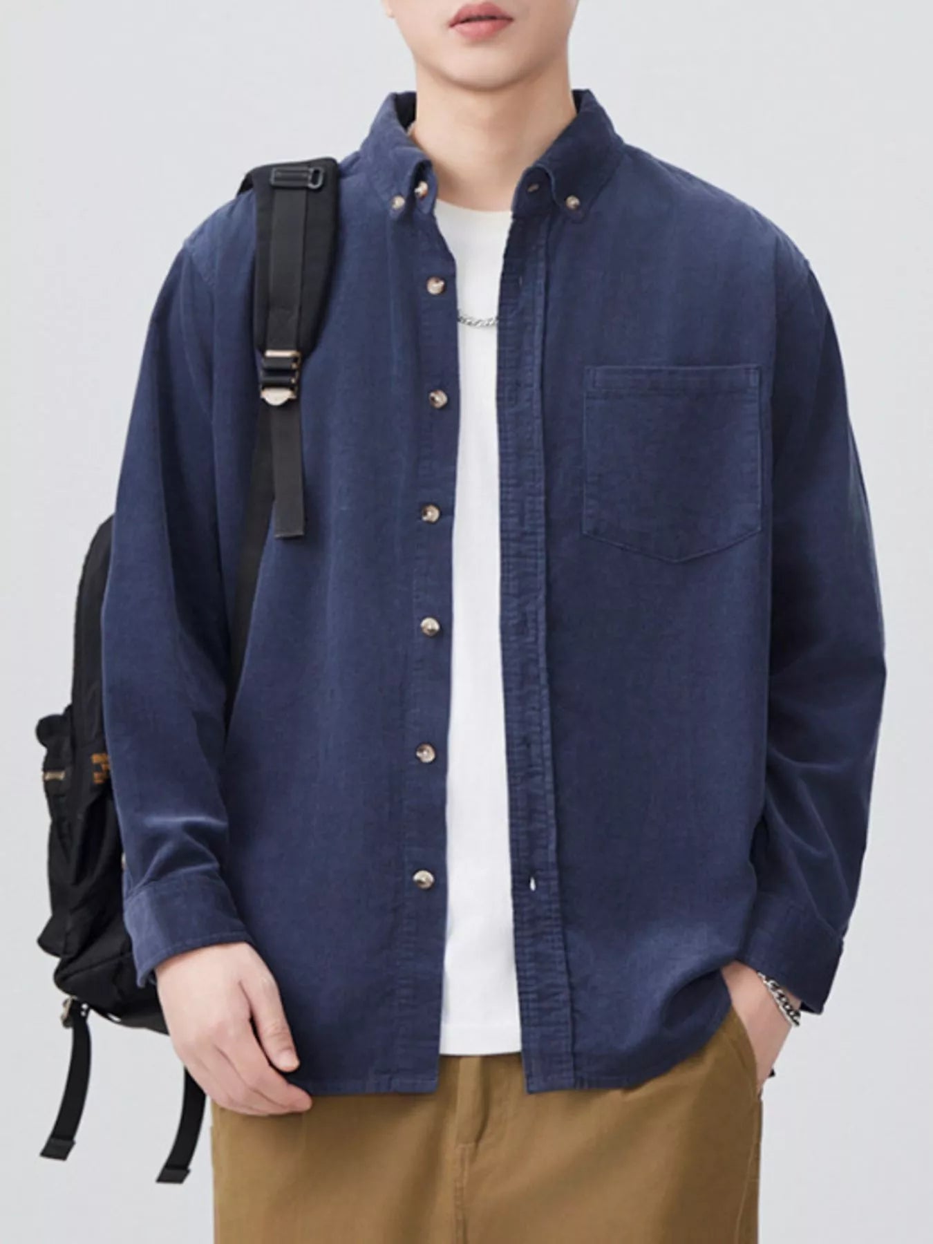 Men's Plus Size Button Up Long Sleeve Shirt