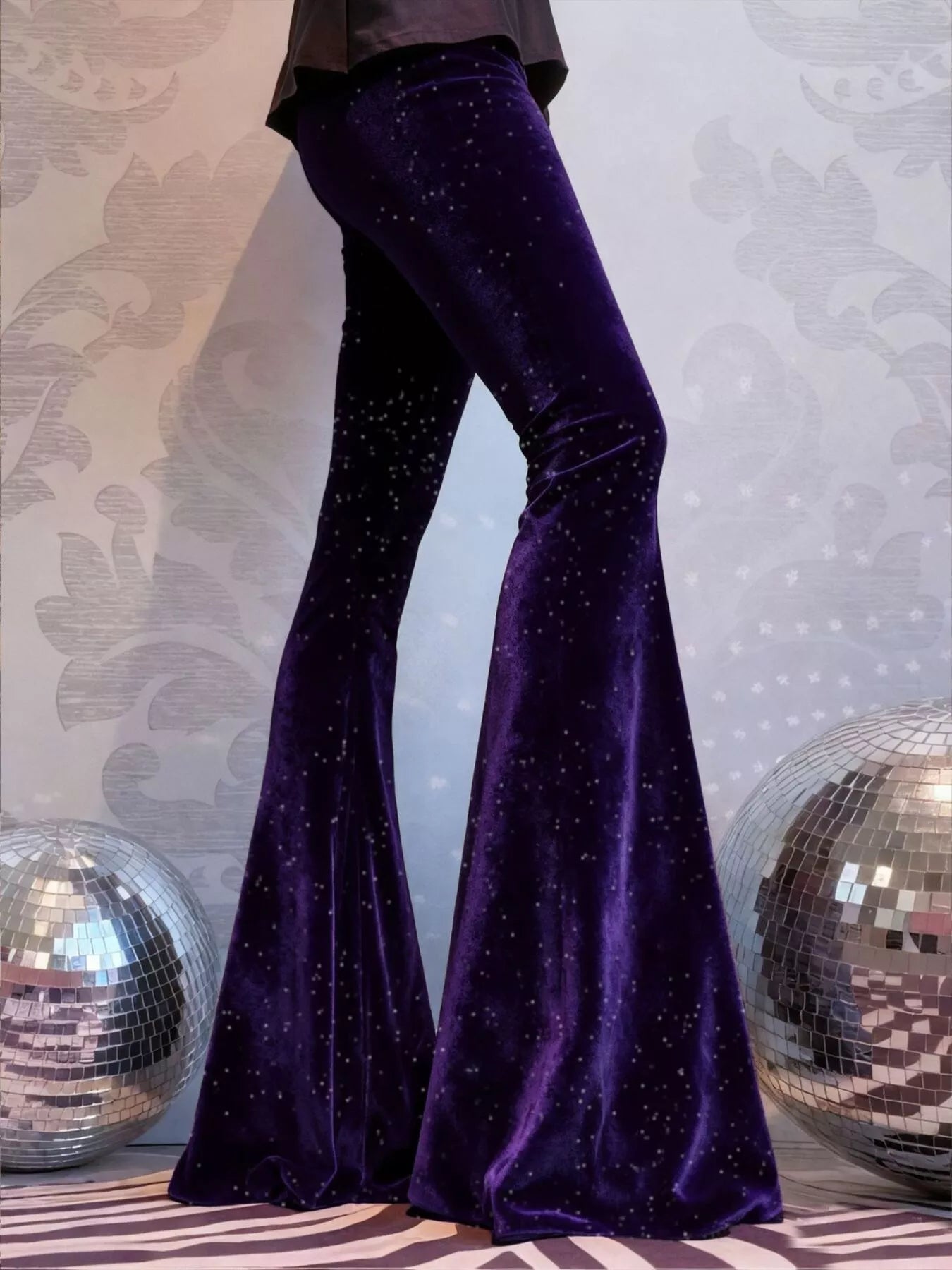 Velvet High Waist Flared Pants