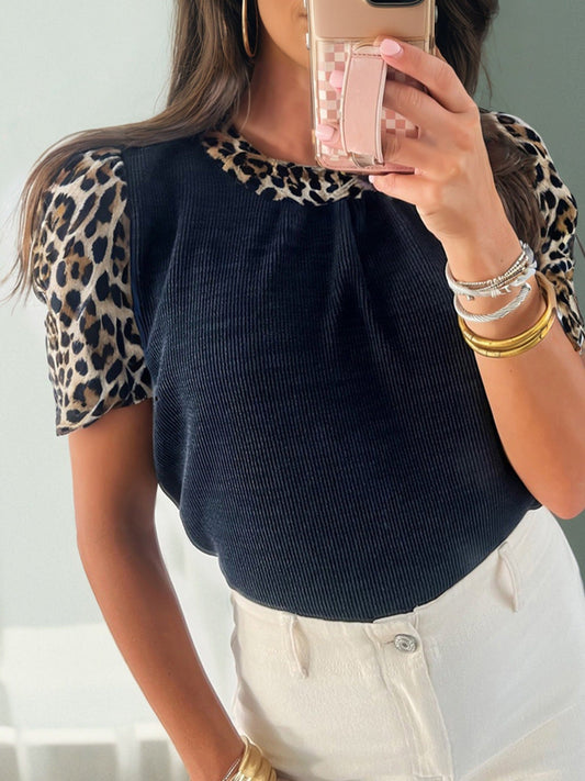 Leopard Short Sleeve Blouse