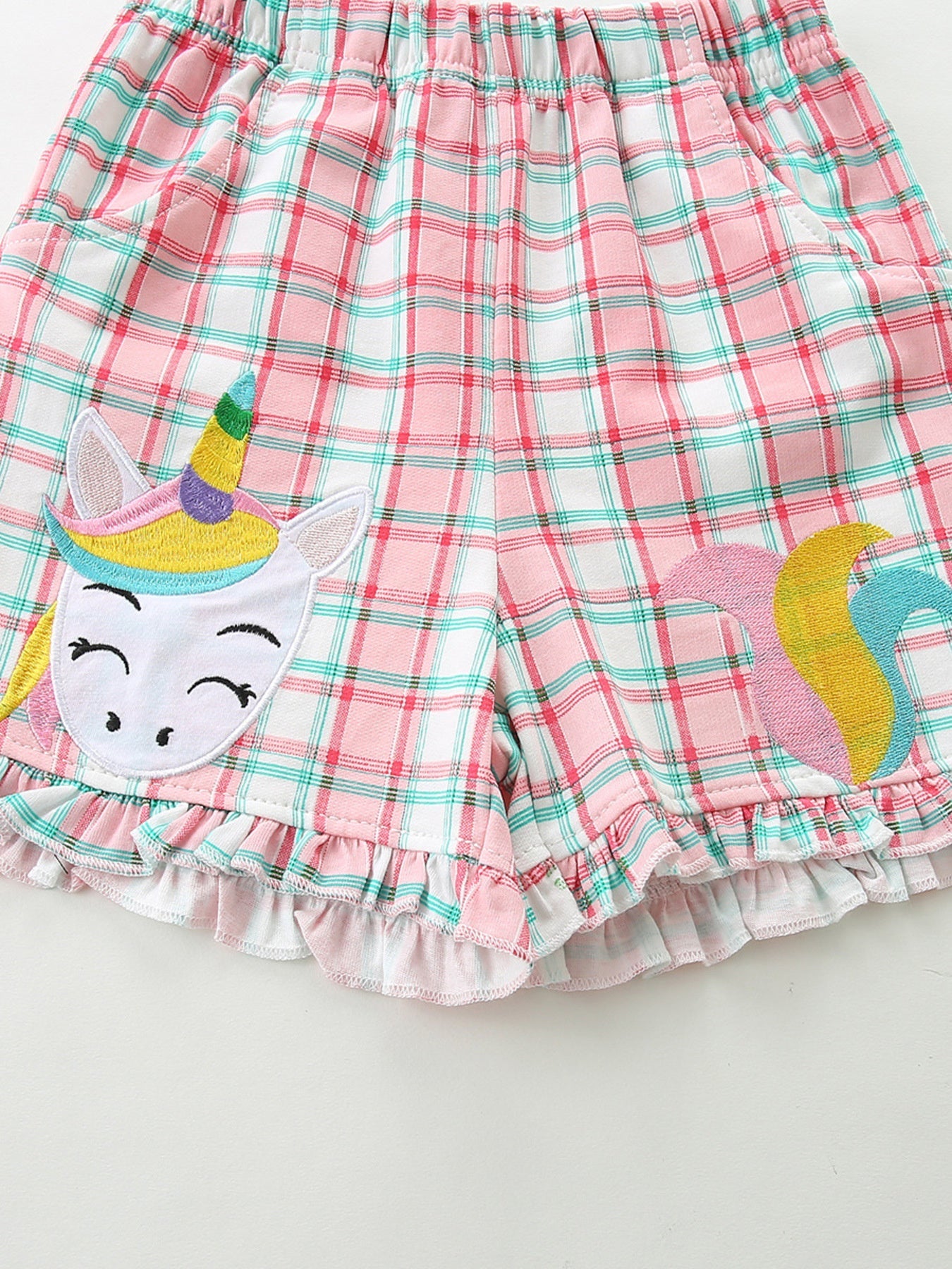 Children's Unicorn Dreams Sleeveless Top & Plaid Shorts Set