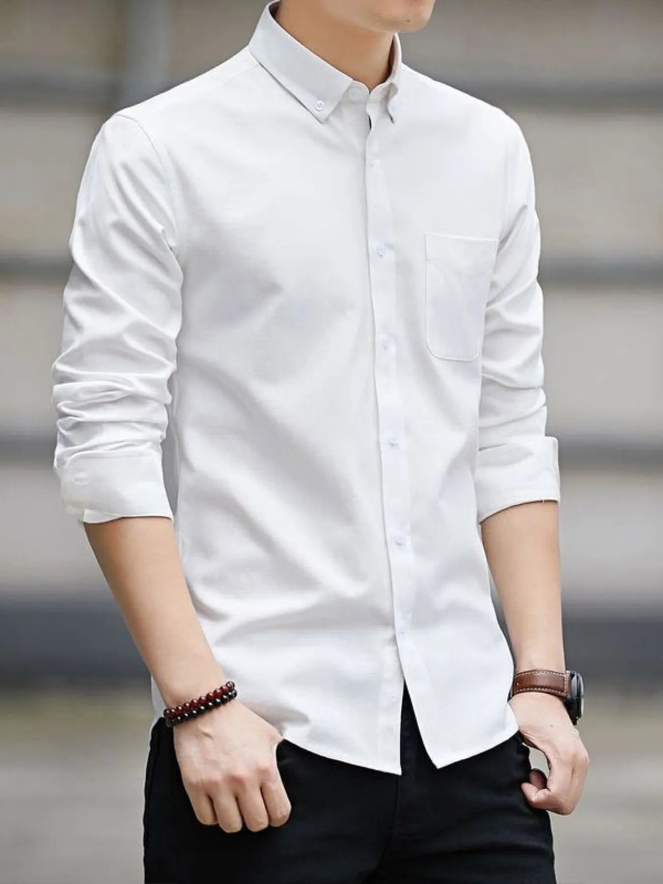 Men's Plus Size Button Up Long Sleeve Shirt