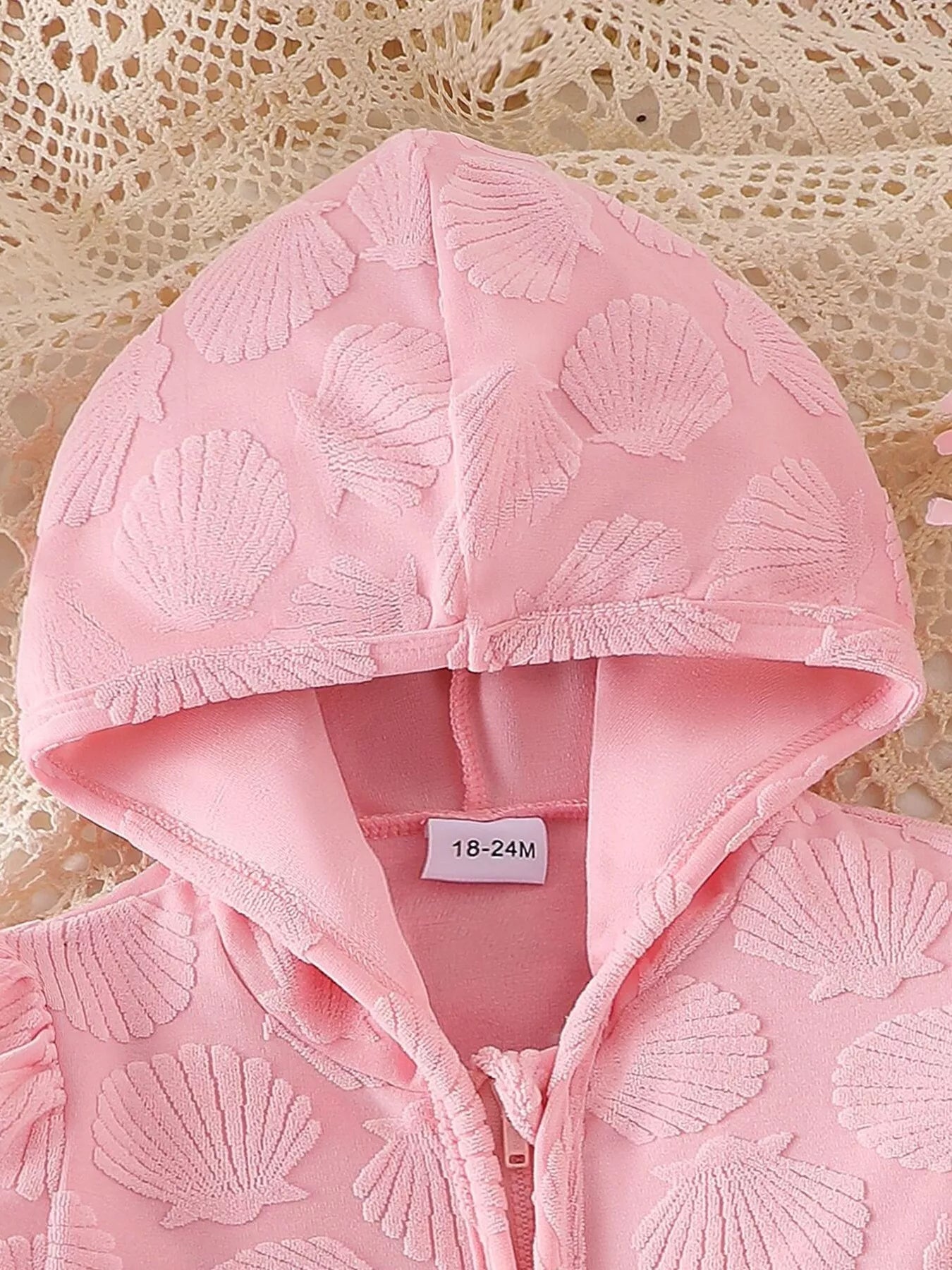 Children's Hooded Puff Sleeve Shell Textured Jacket