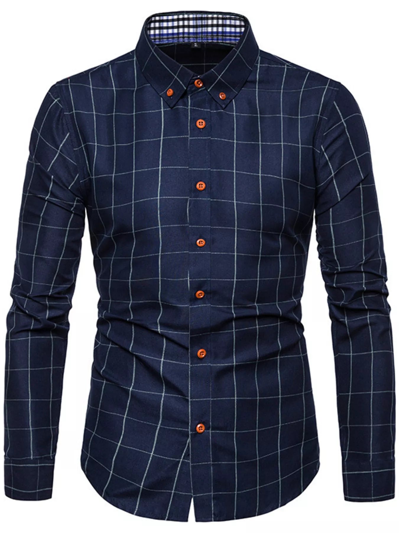 Men's Plus Size Classic Plaid Button-Down Shirt