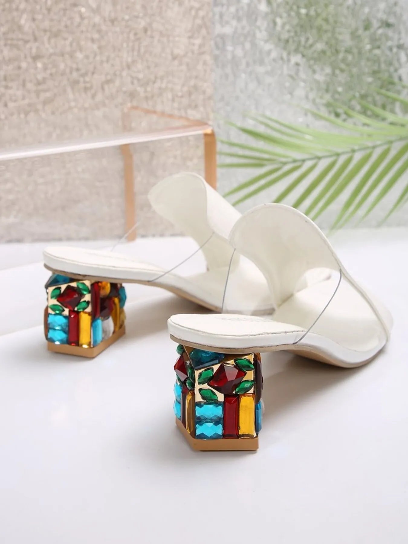 Open Toe Colorful Block Heels Sandals
