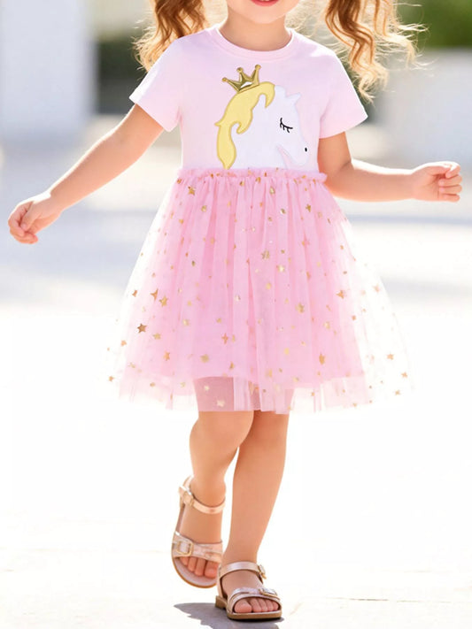 Children's Unicorn Princess Star Tulle Dress