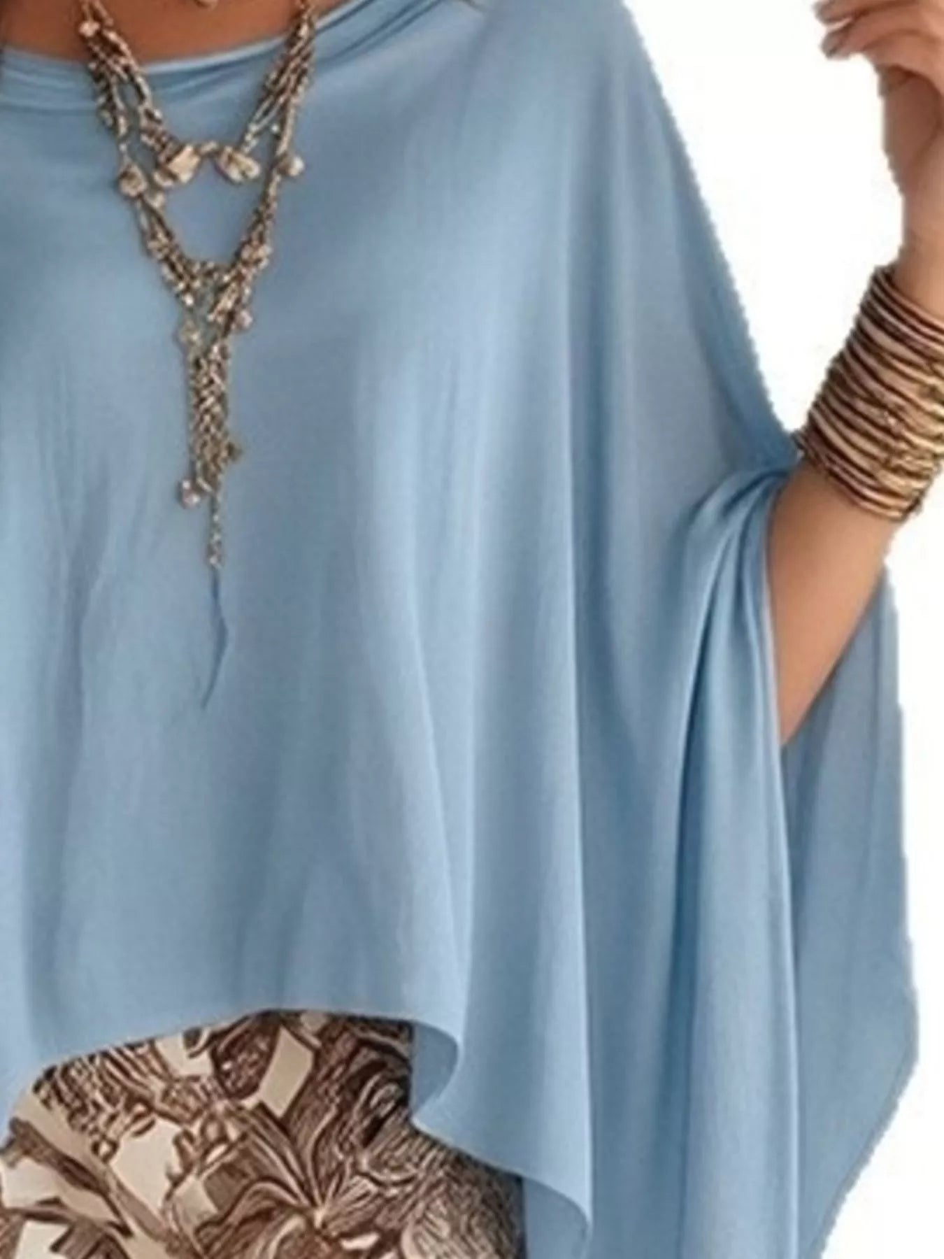 Full Size Oversized Batwing Sleeve Flowy Top Plus Size