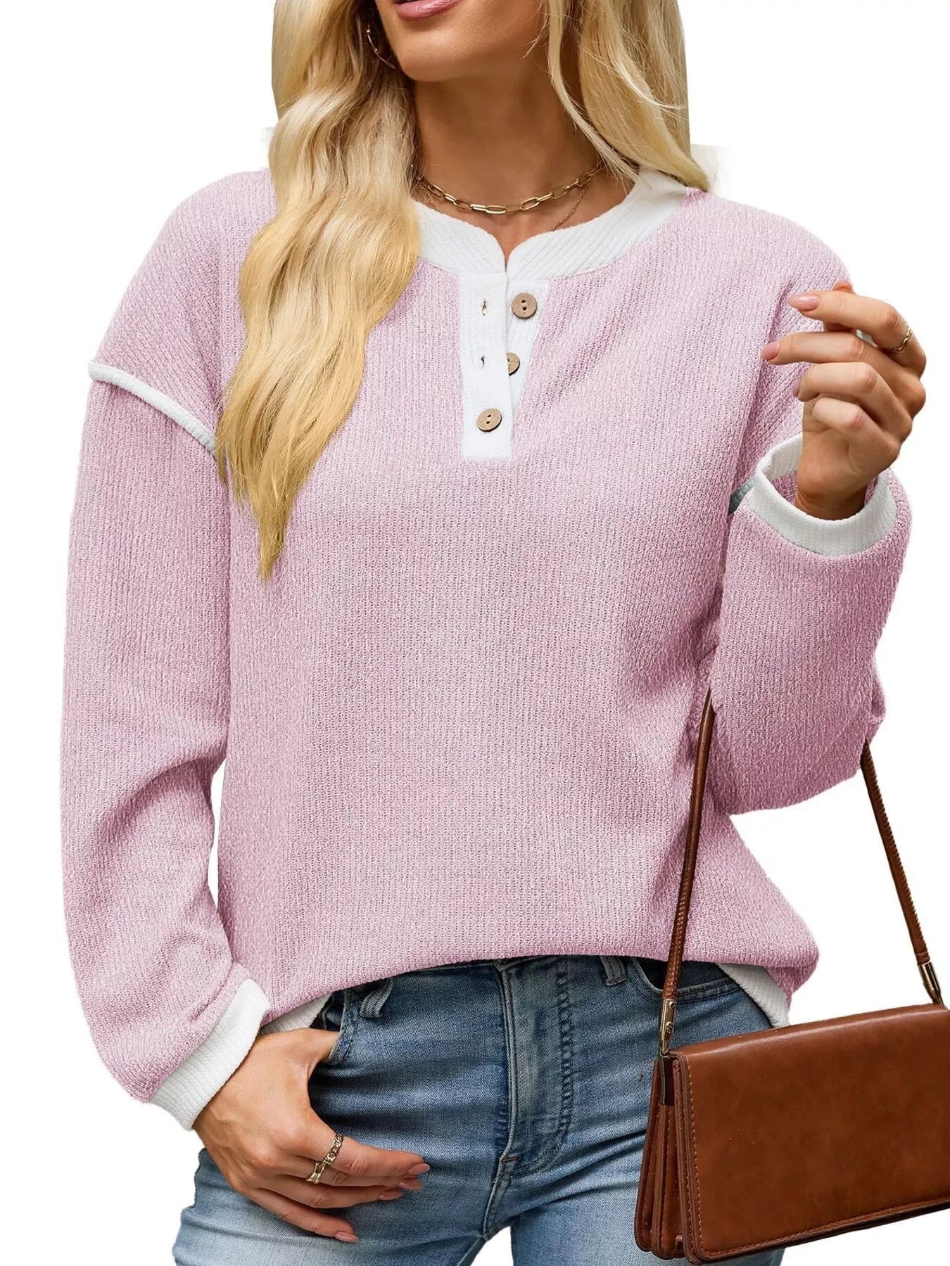 Button Detail Dropped Shoulder T-Shirt