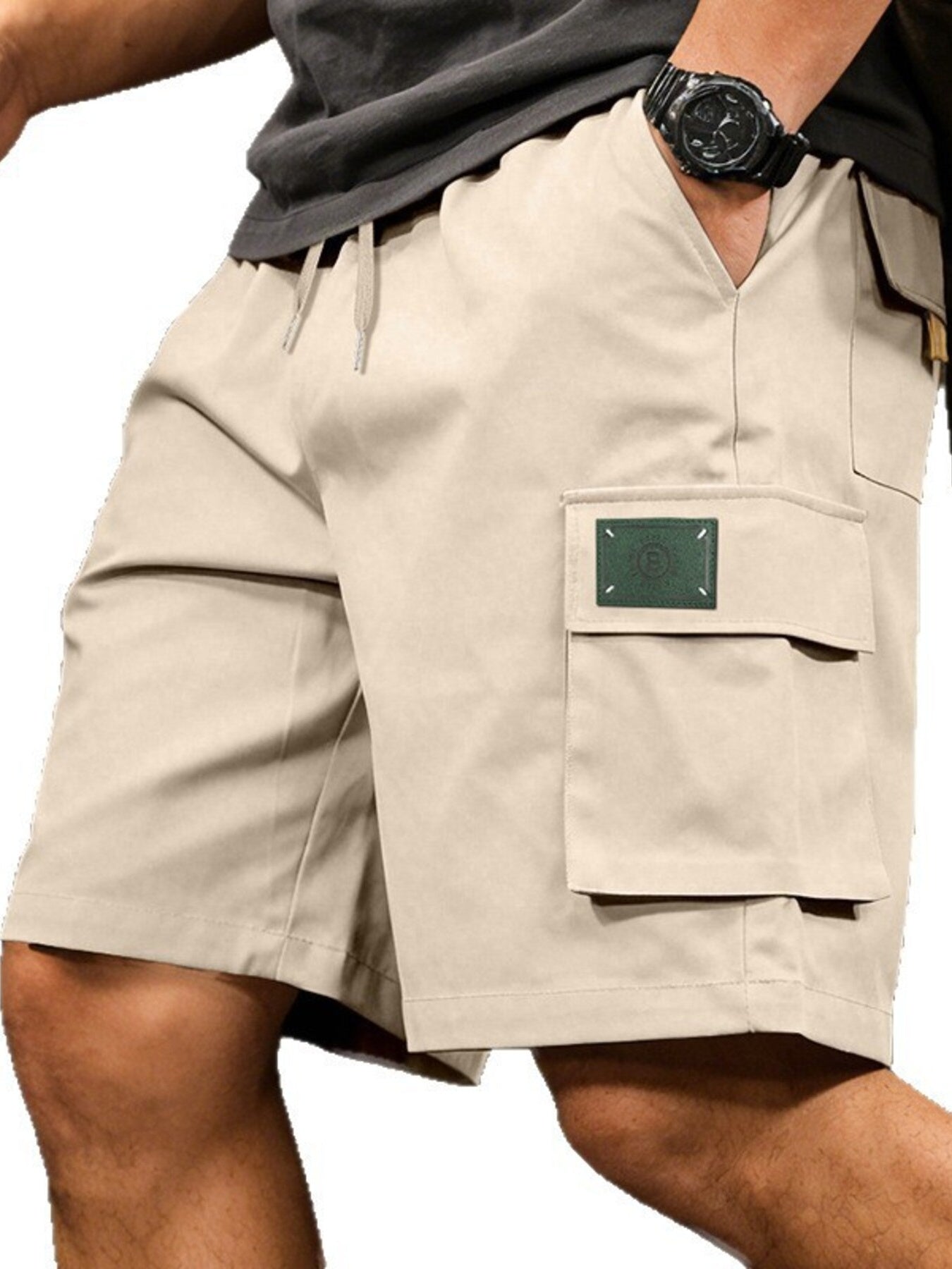 Men's Full Size Cargo Shorts with Drawstring Waist Plus Size