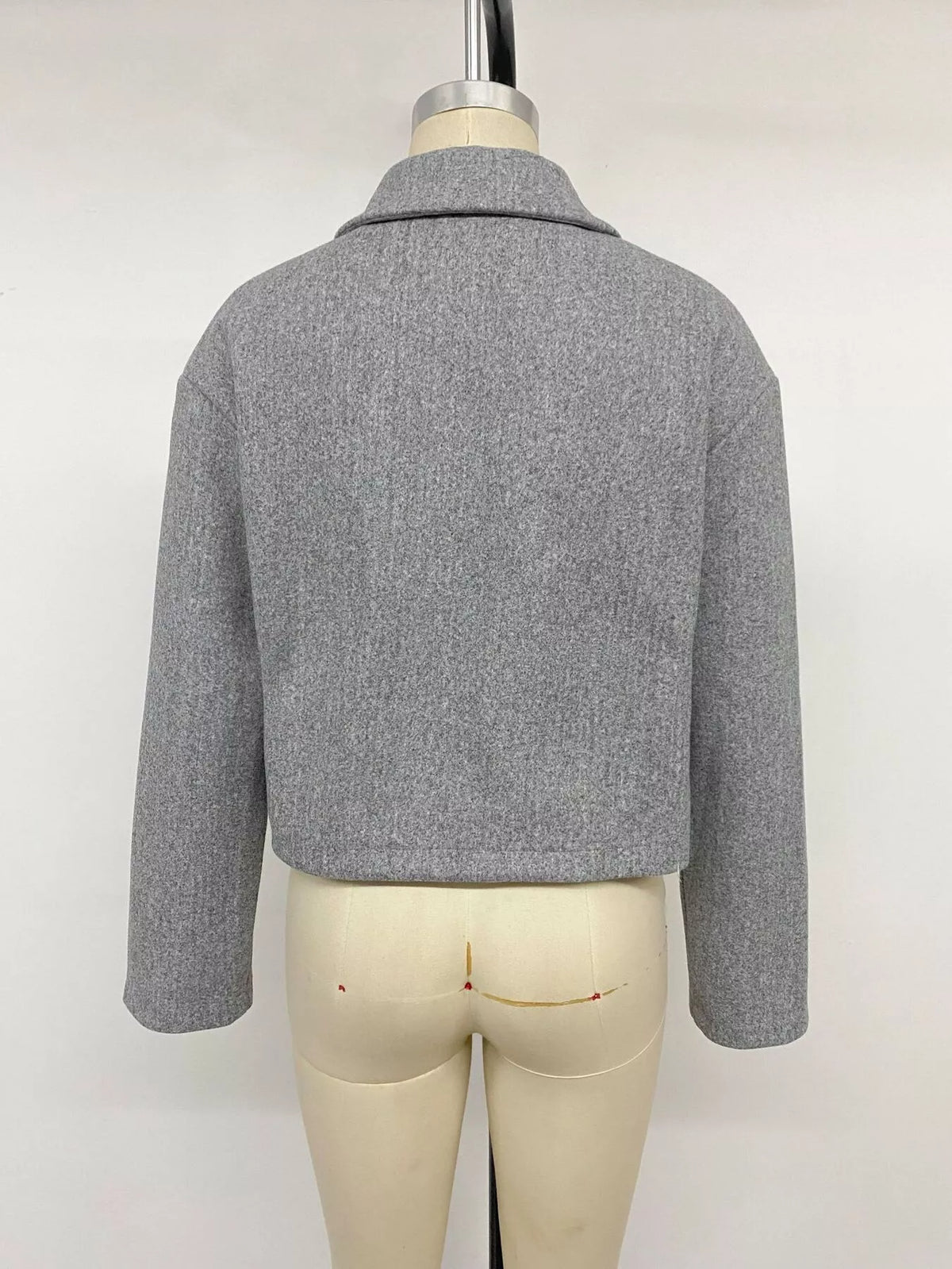 Zip Up Cropped Shacket with Flap Pockets