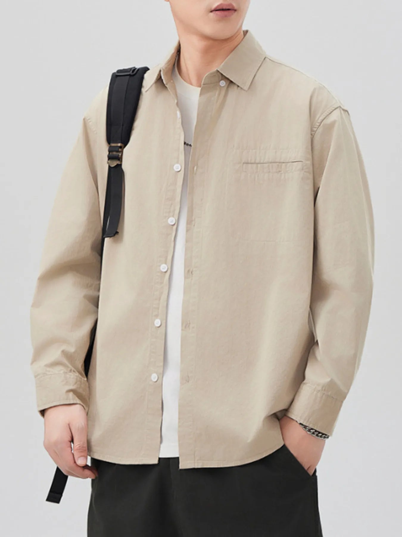 Men's Plus Size Button Up Long Sleeve Shirt