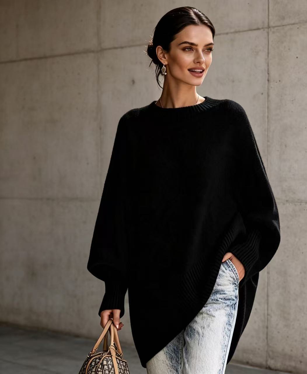 Women's Relaxed-Fit Solid-Color Sweater