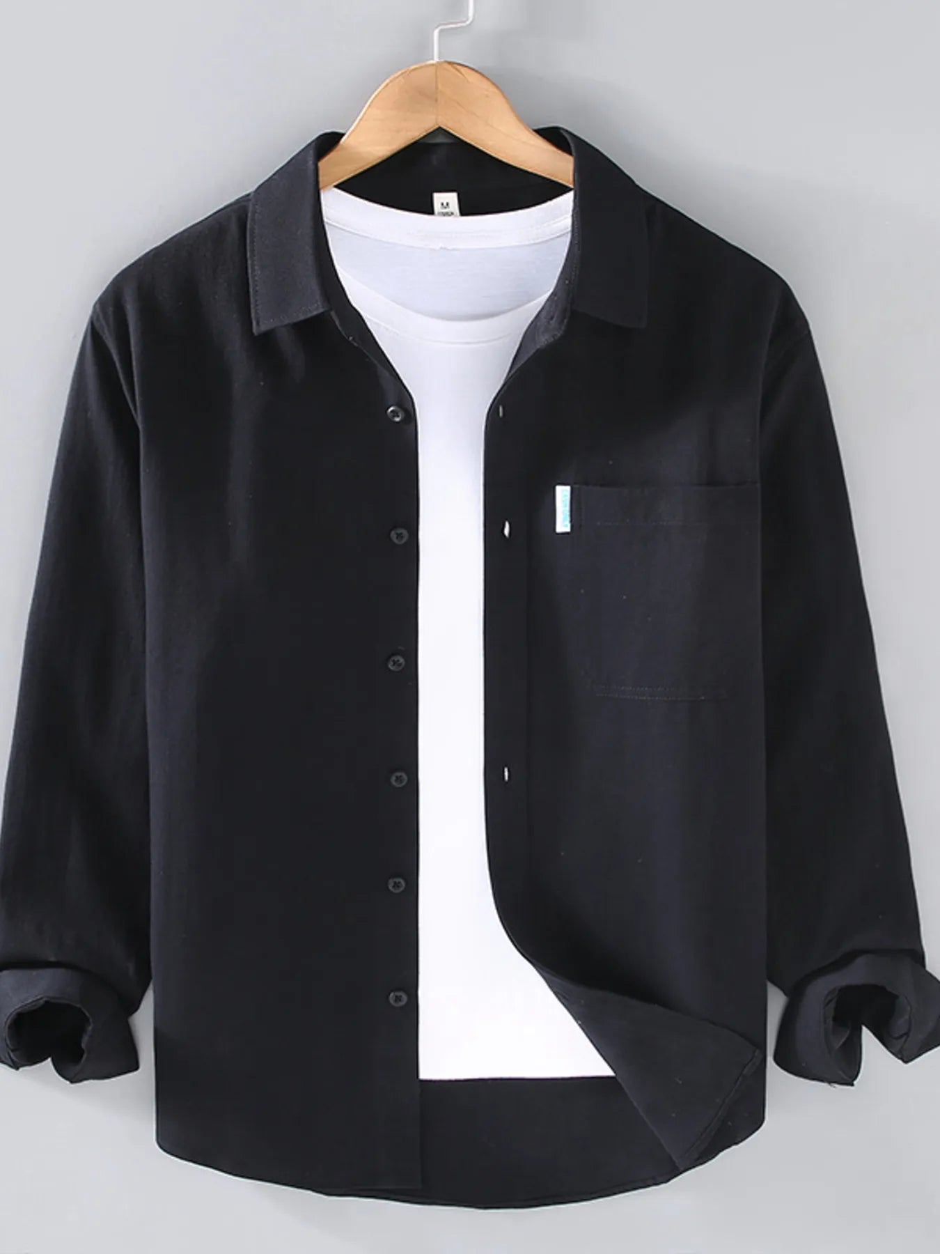 Men's Plus Size Long Sleeve Button-Up Shirt