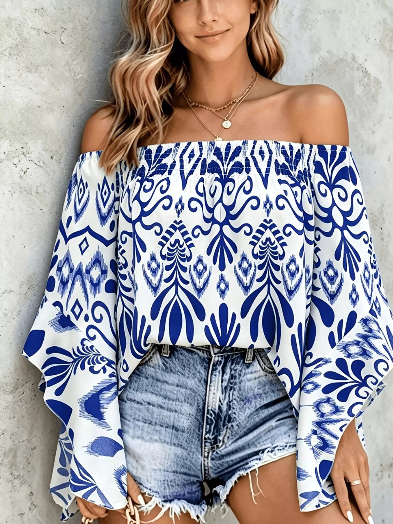 Printed Off Shoulder Blouse
