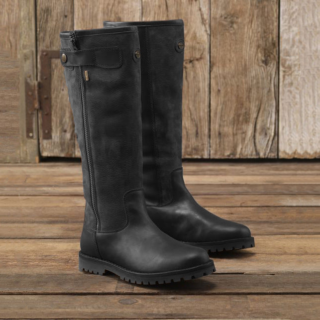 Retro Knee-High Riding Boots | Color-Block PU Upper | Side Zip Equestrian Boot