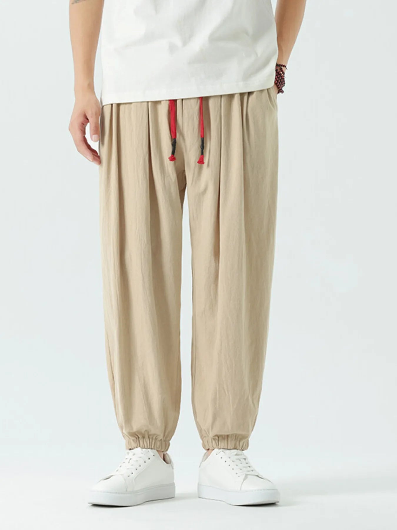 Men's Drawstring Wide Leg Relaxed Fit Pants