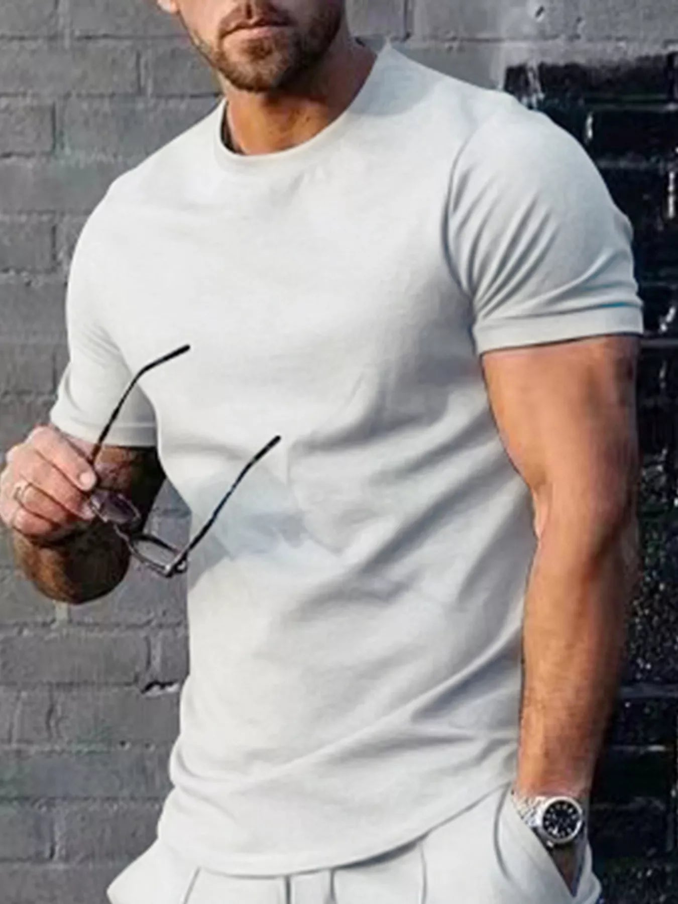 Men's Plus Size Solid Color Casual T-Shirt