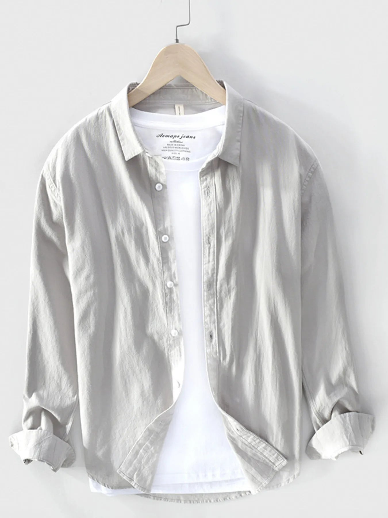 Men's Plus Size Long Sleeve Button-Up Shirt