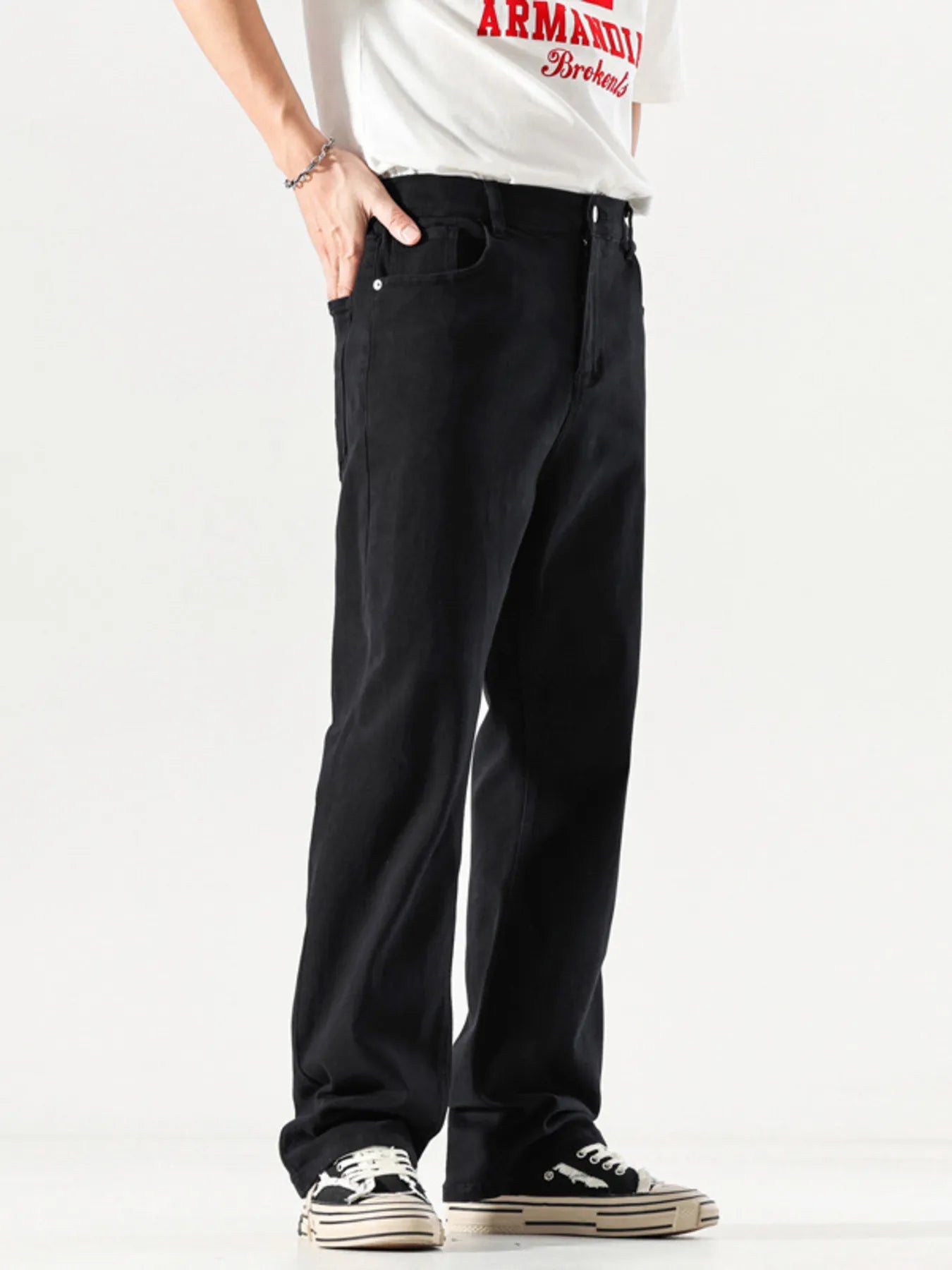 Men's Full Size Wide Leg Jeans with Pockets Plus Size