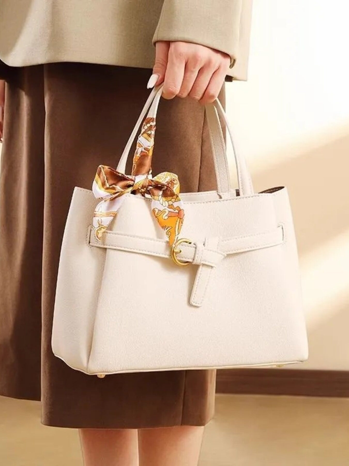Leather Top Handle Handbag