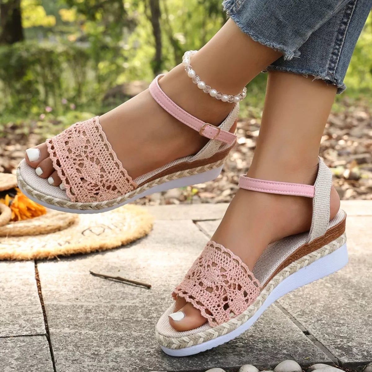 Crochet Espadrille Platform Sandals