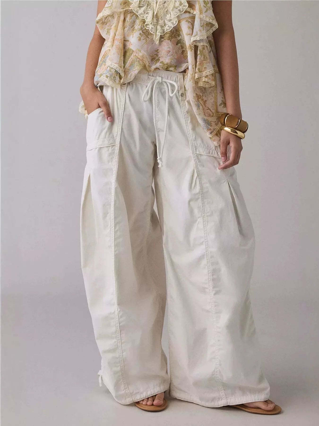 High-Waisted Cargo Wide-Leg Pants
