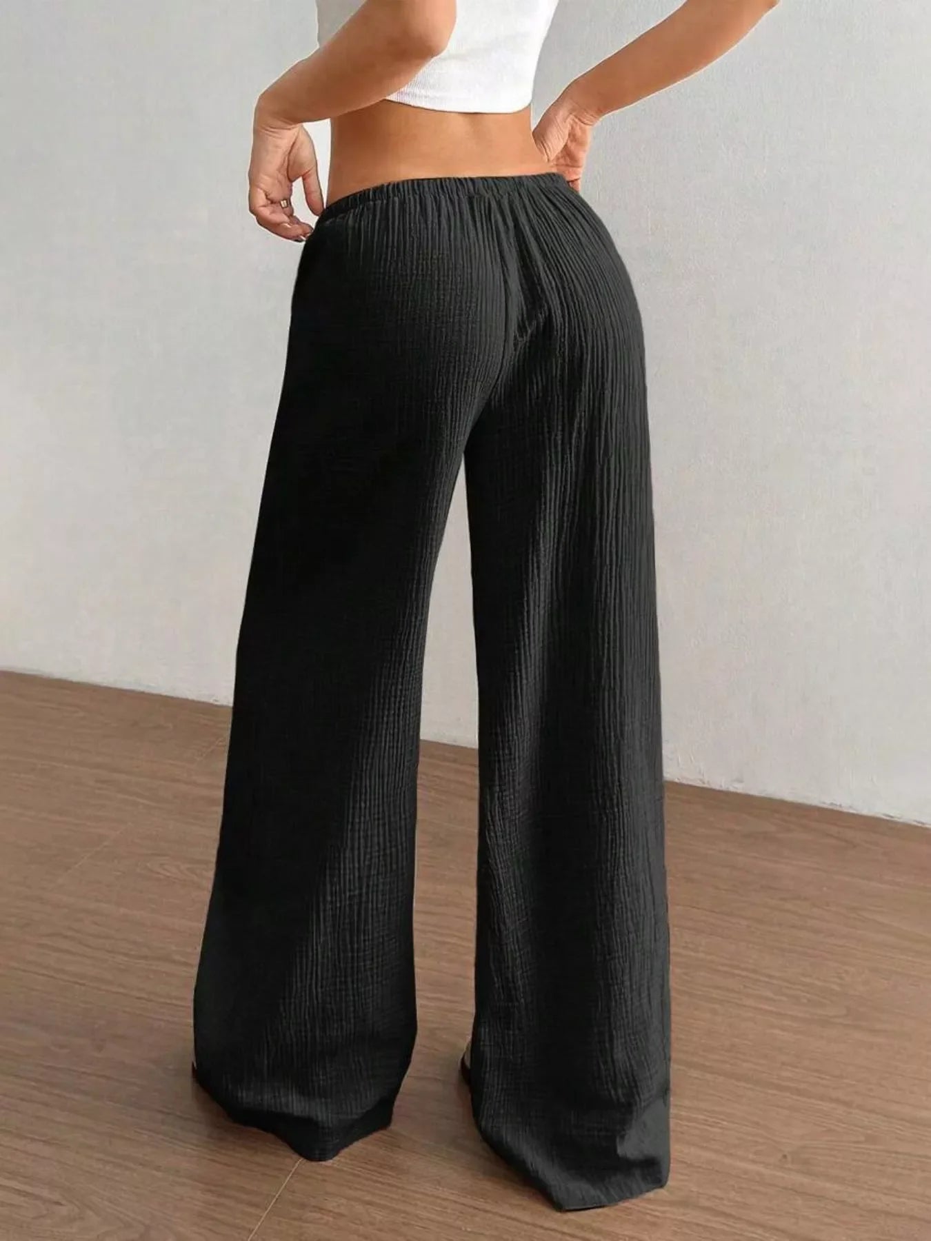 Wide-Leg Drawstring Pants