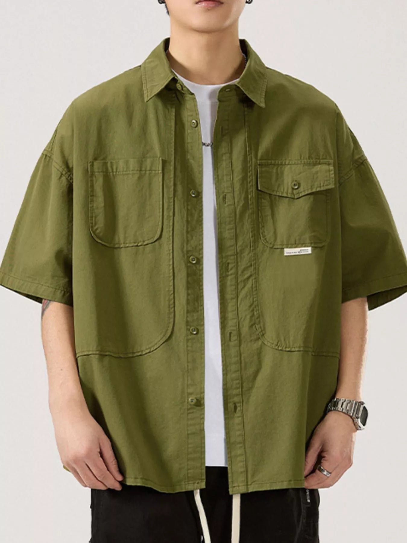 Men's Full Size Button Up Half Sleeve Shirt Plus Size