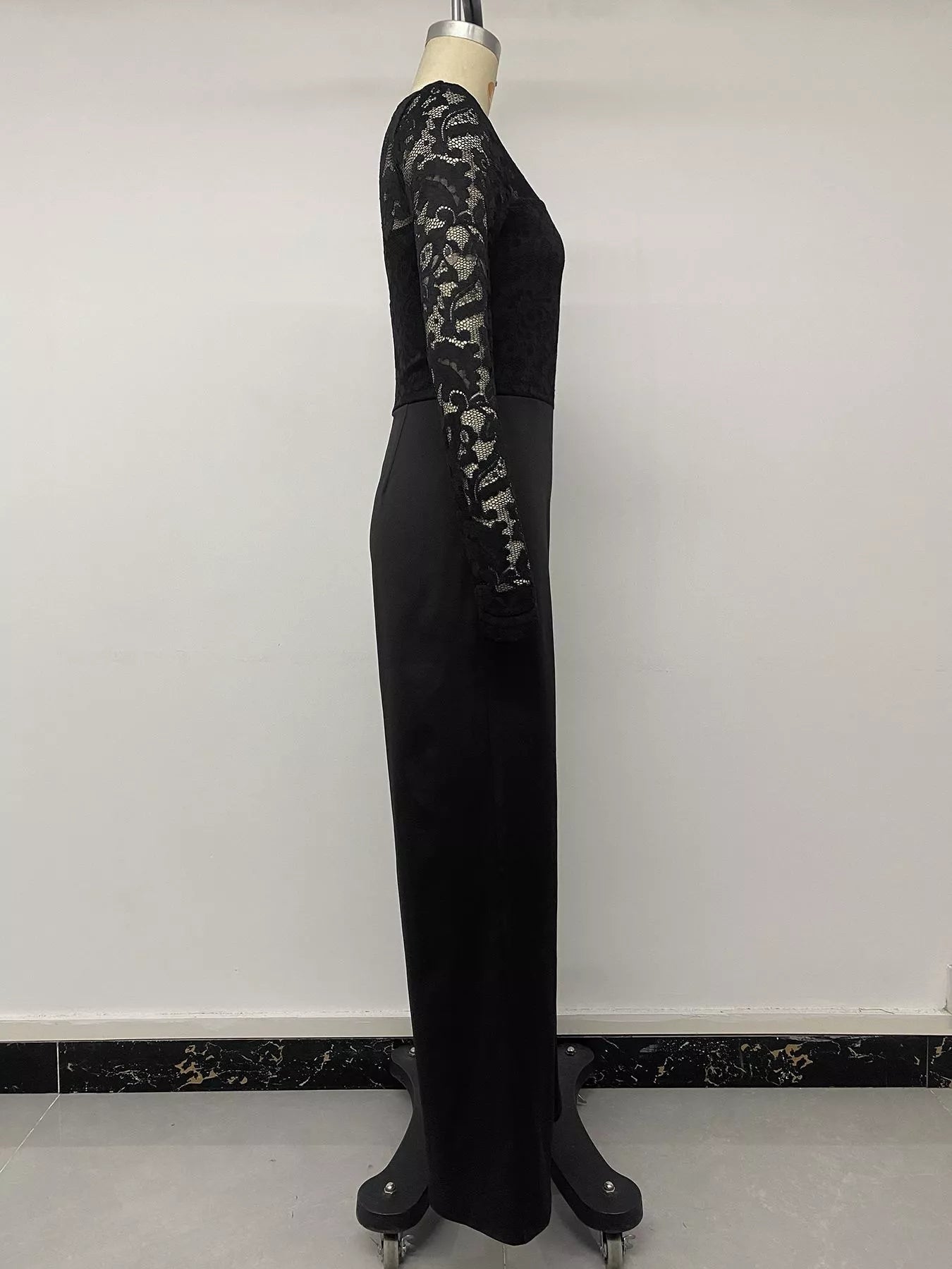 Lace Long Sleeve Wide-Leg Jumpsuit