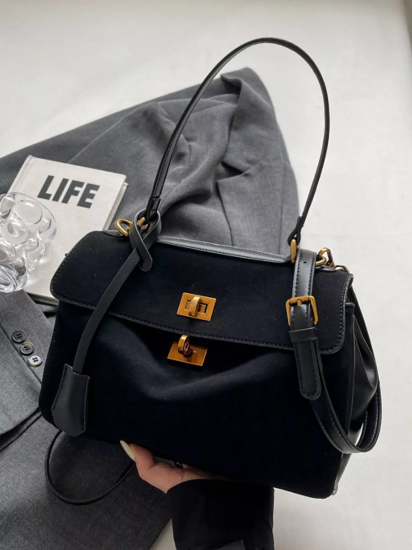Classic Solid Color Handbag