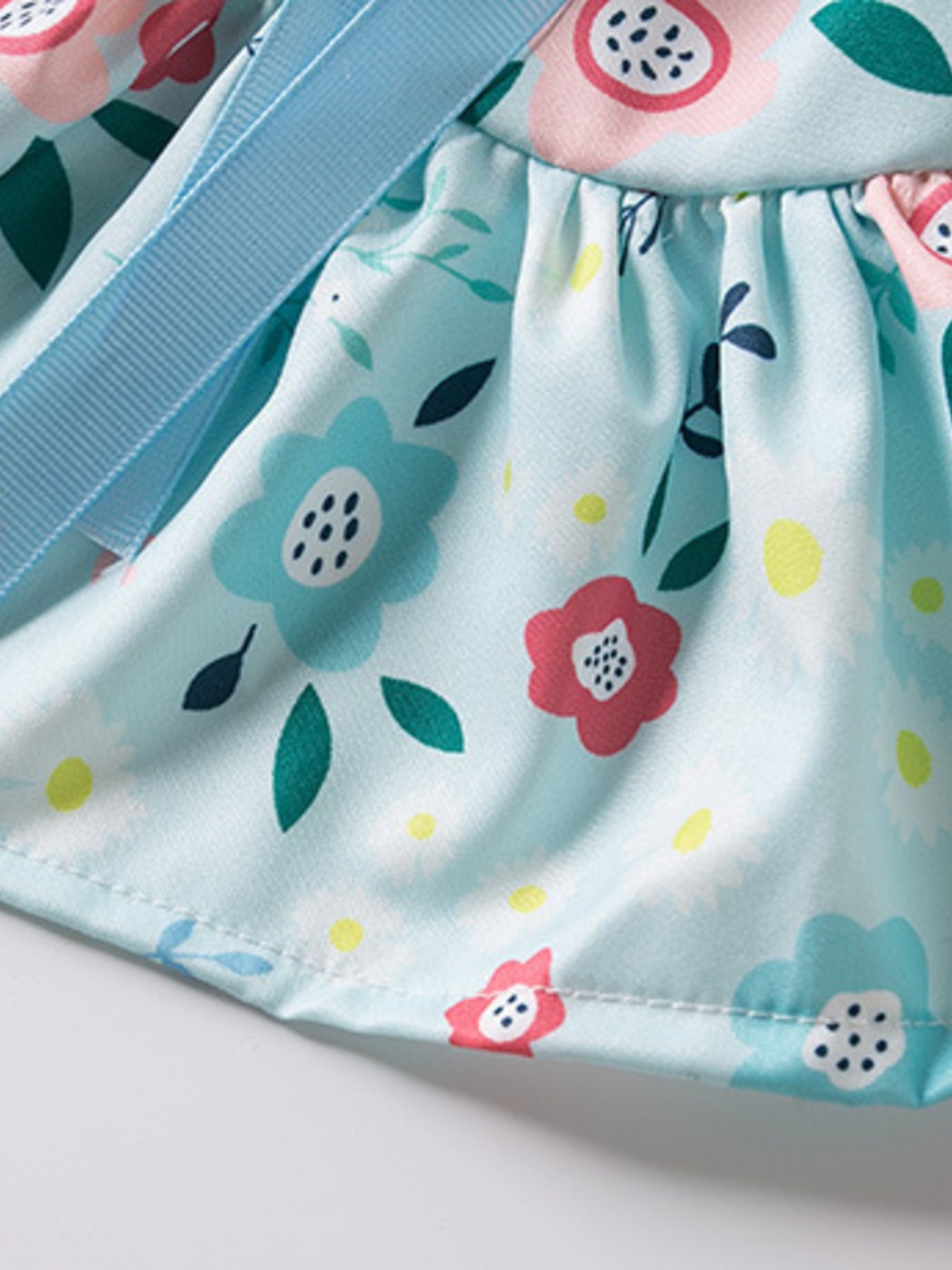 Floral Print Bow Decor Pet Dress