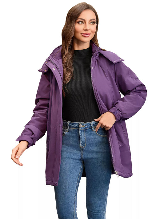 Full Size Hooded Mid-Length Windproof Outerwear Plus Size