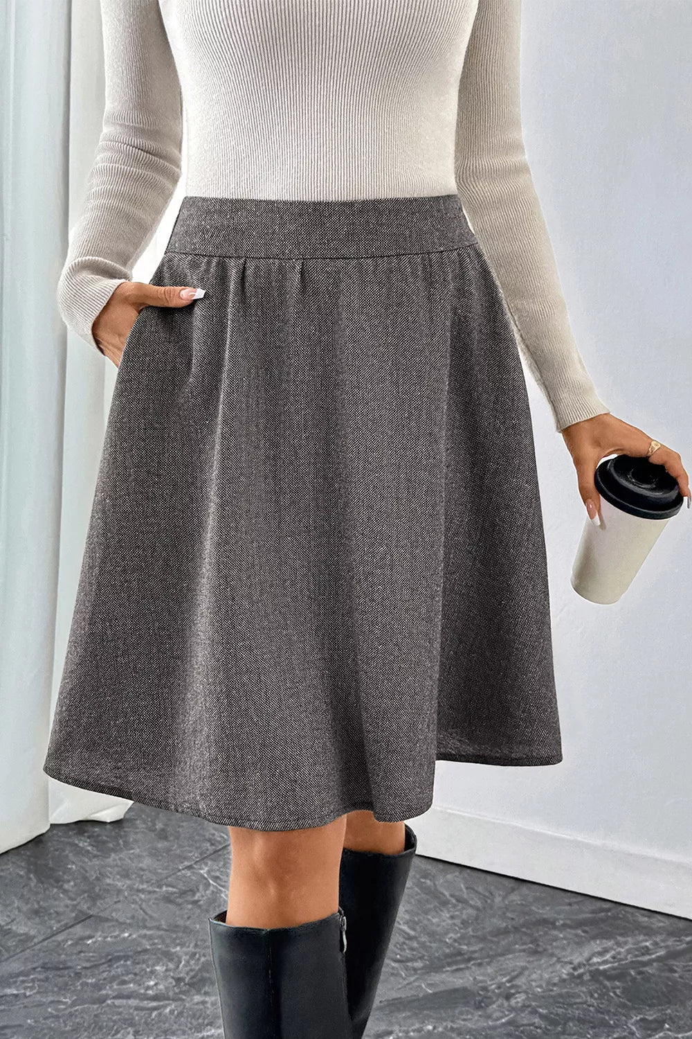 A-Line Textured Skirt