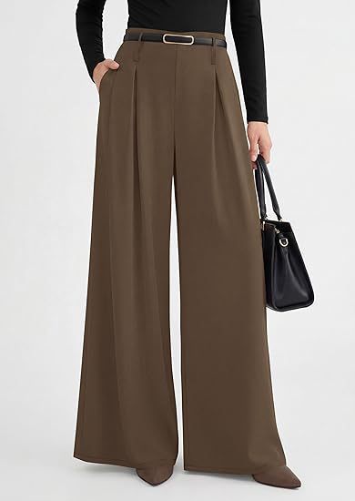 Women's Pleated Cropped Pants – Slimming Drape Adjustable Waist