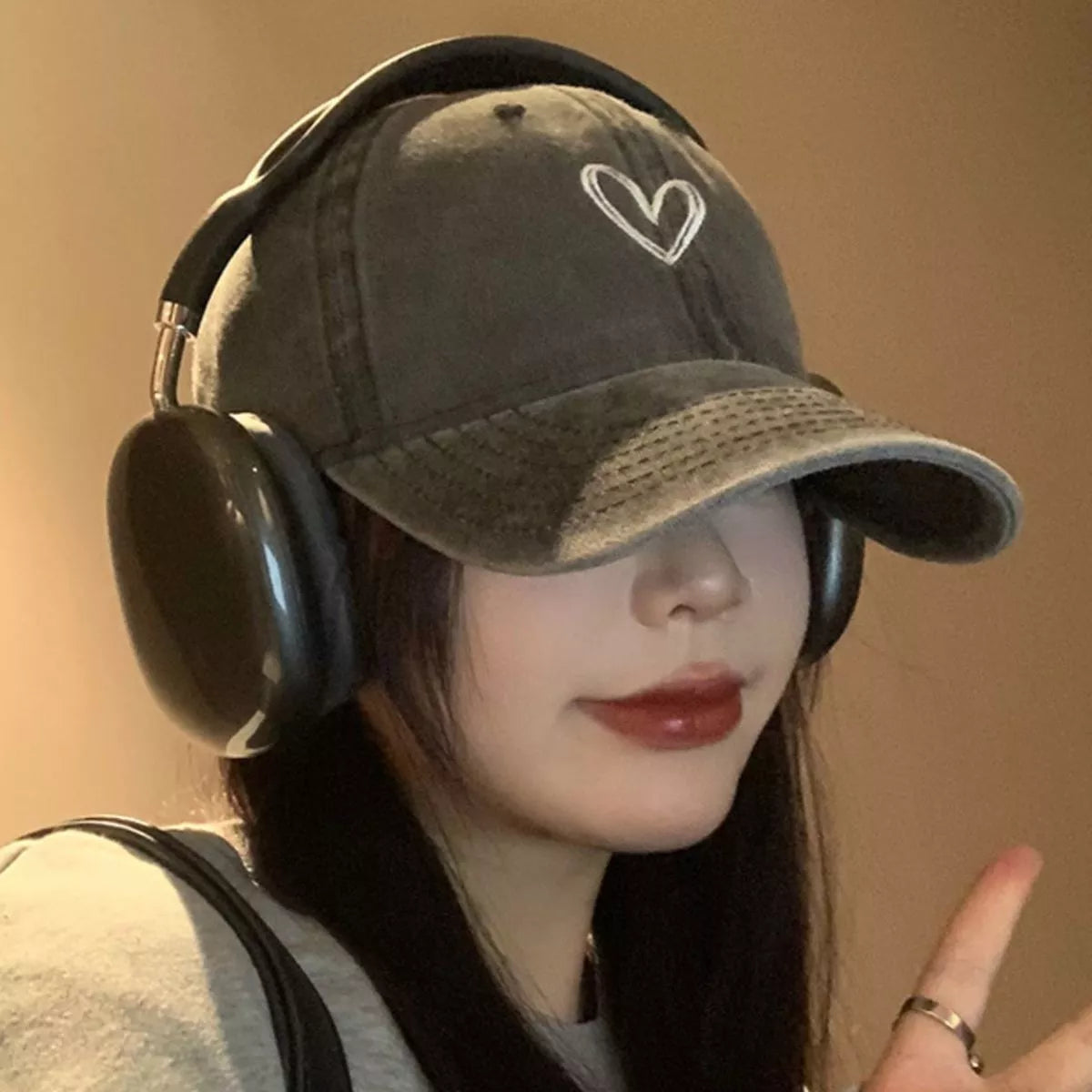 Embroidered Heart Baseball Cap