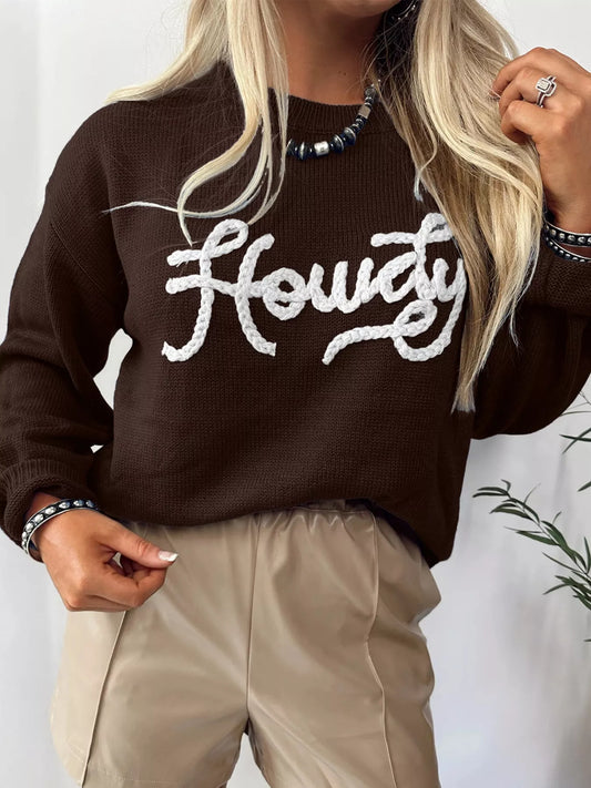 Howdy Embroidered Graphic Western Sweater