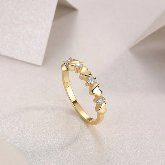 925 Sterling Silver Moissanite Heart Ring