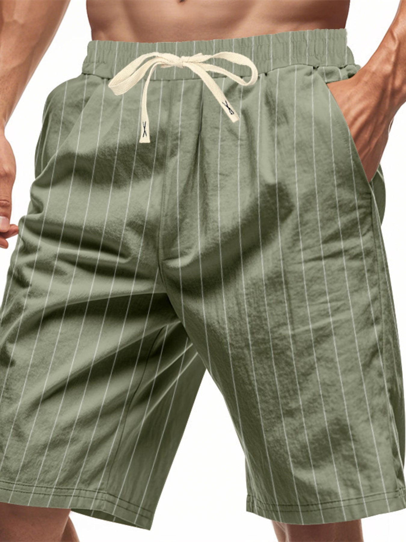 Men's Full Size Striped Drawstring Casual Shorts Plus Size