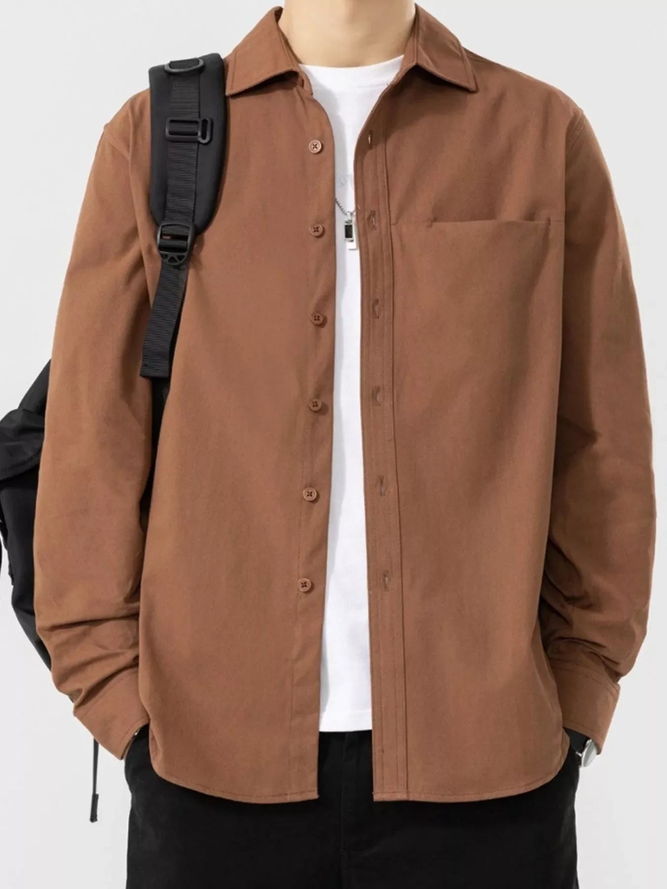 Men's Plus Size Button Up Long Sleeve Shirt