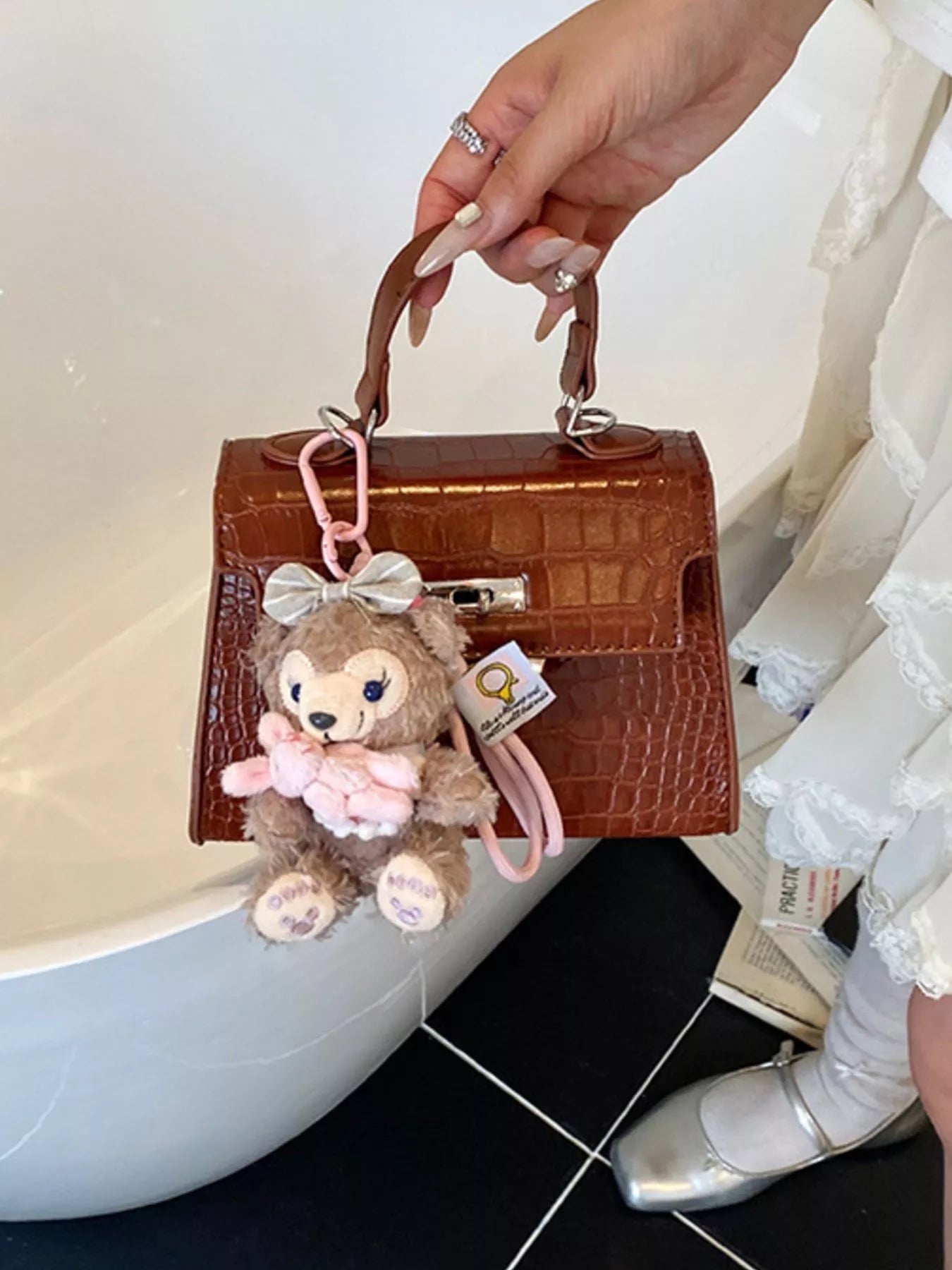 Crocodile-Embossed Handbag