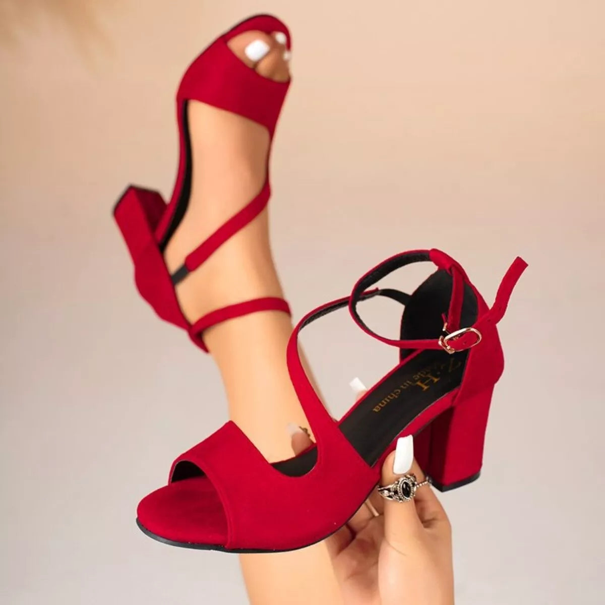 Peep Toe Block Heels Sandals