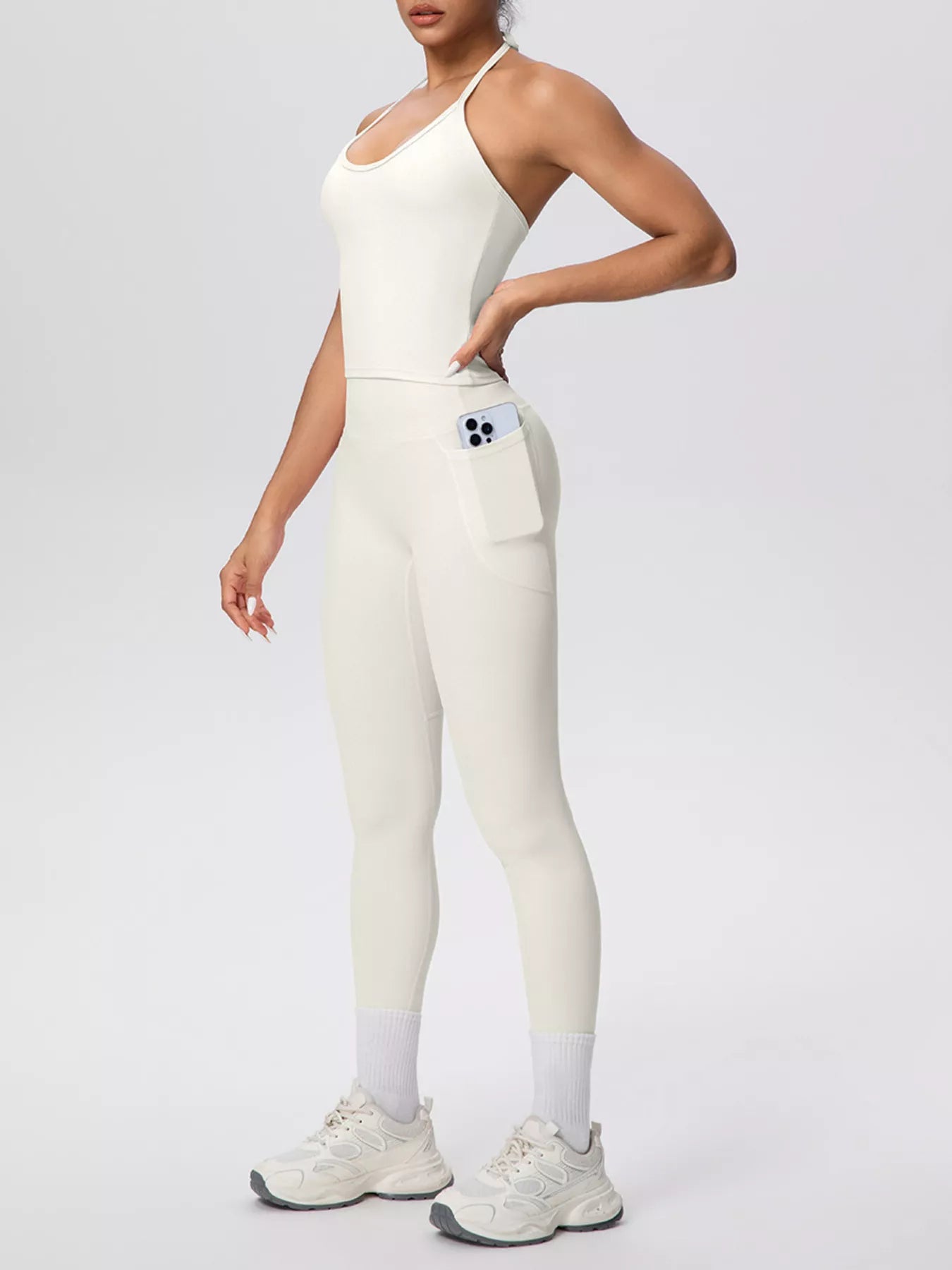 Halter Neck Cami and High-Waisted Leggings Active Set
