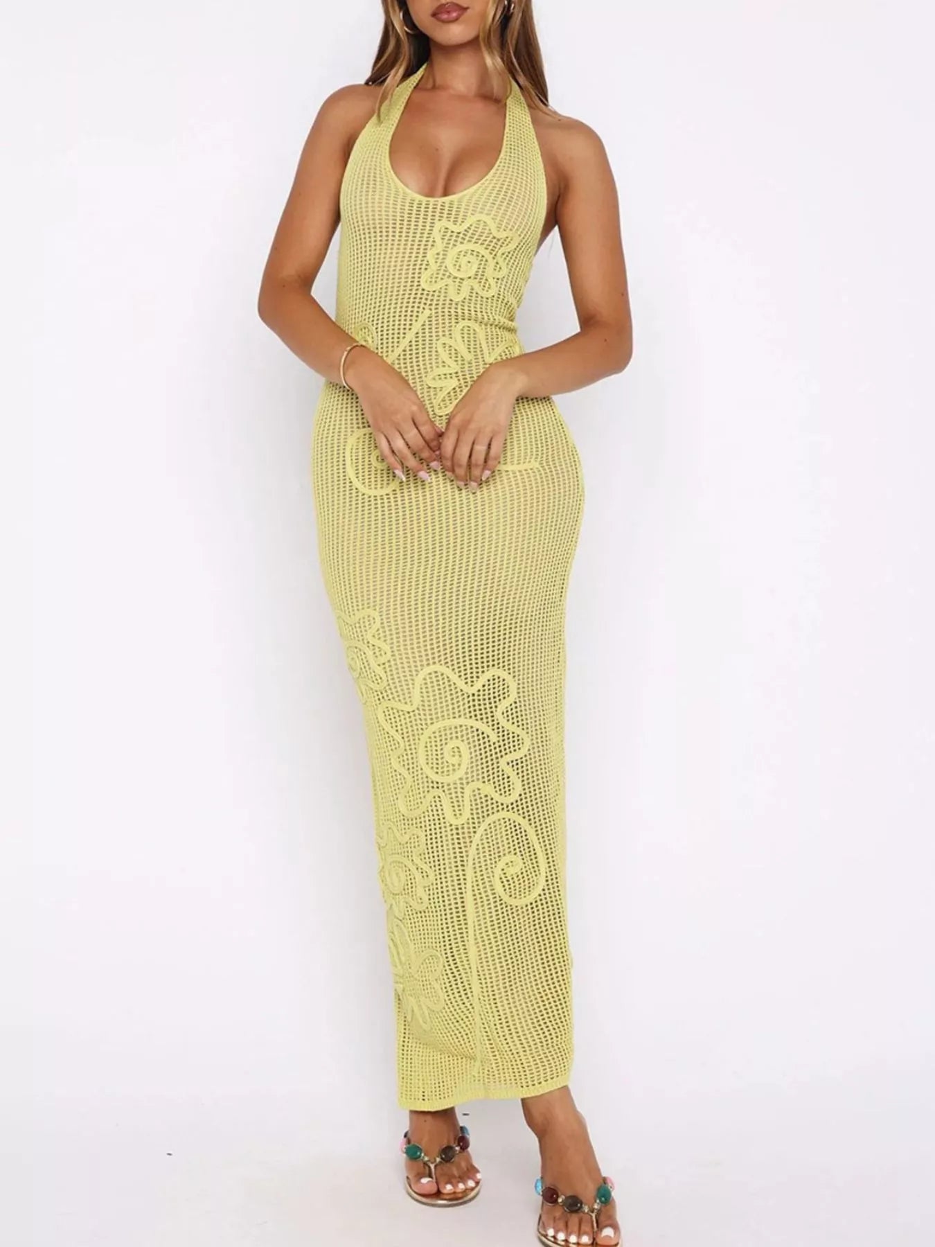 Halter Neck Crochet Maxi Dress
