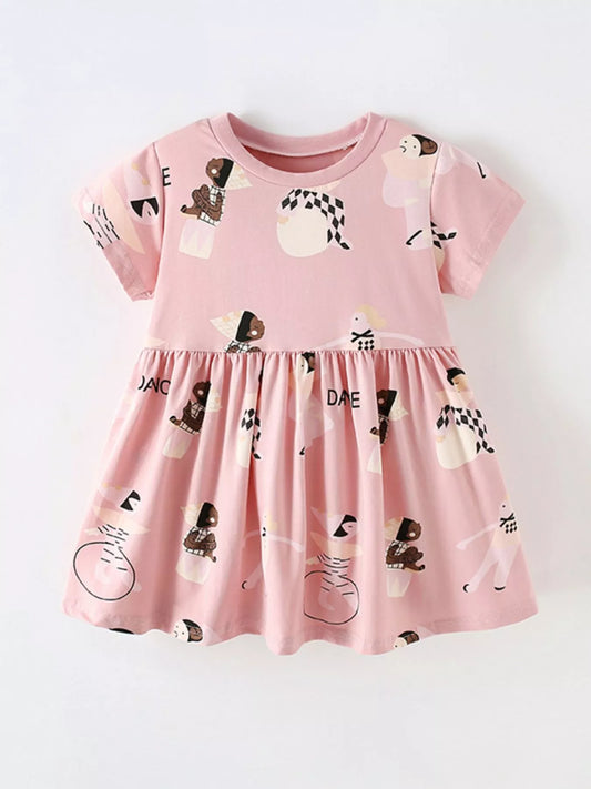Children's Printed Short Sleeve Casual Dress