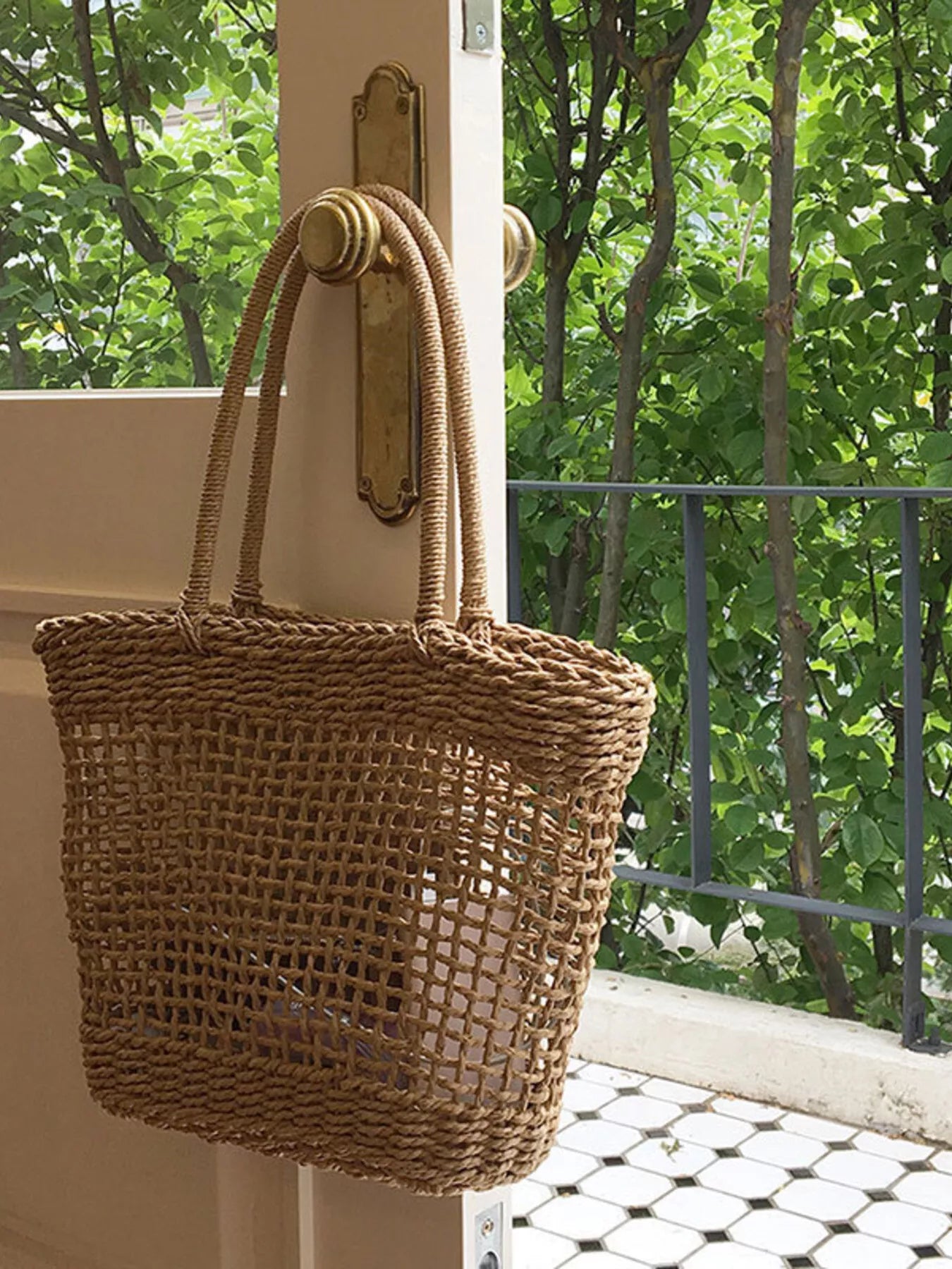 Woven Straw Handbag
