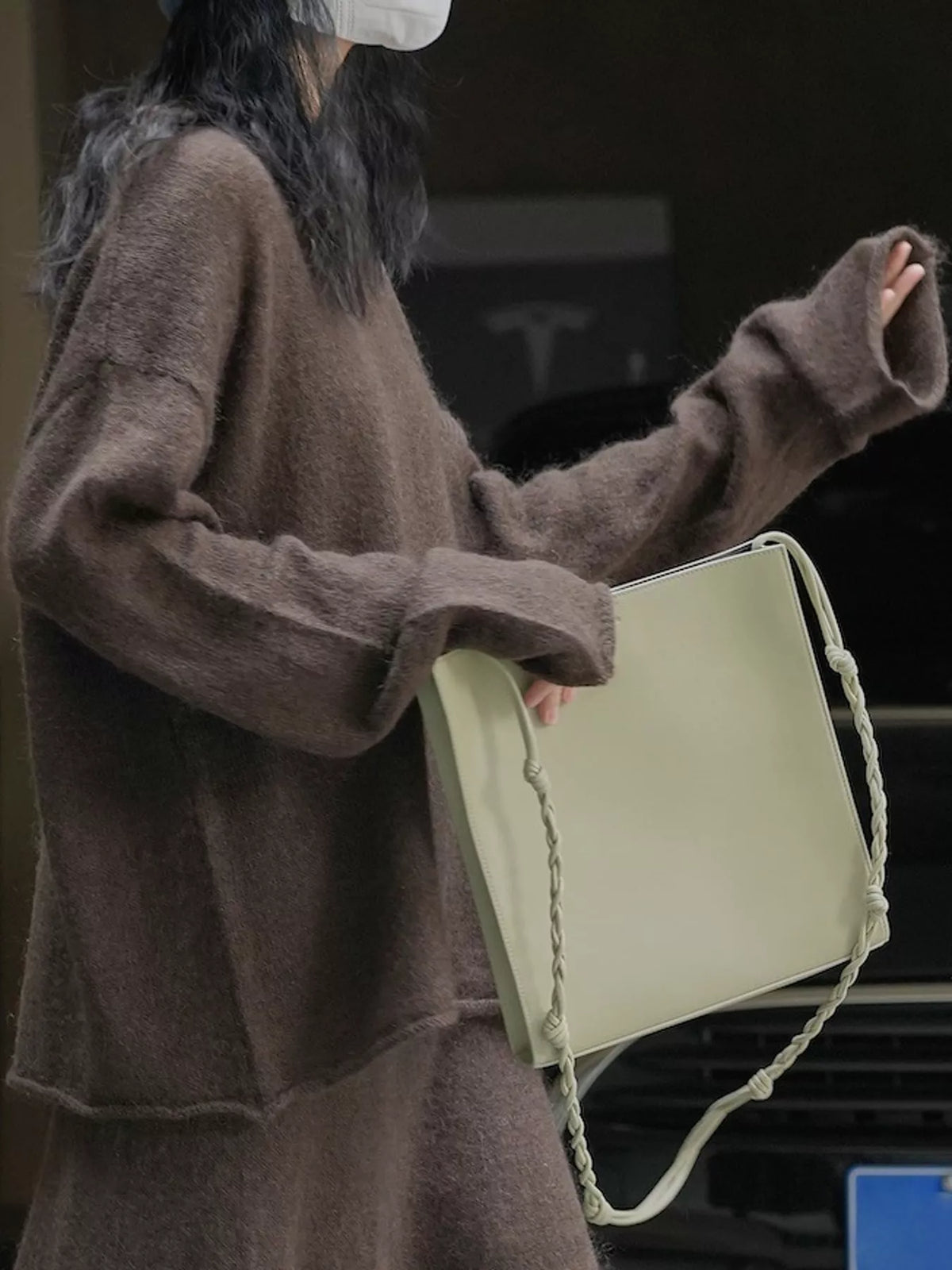 Round Neck Dropped Shoulder Sweater