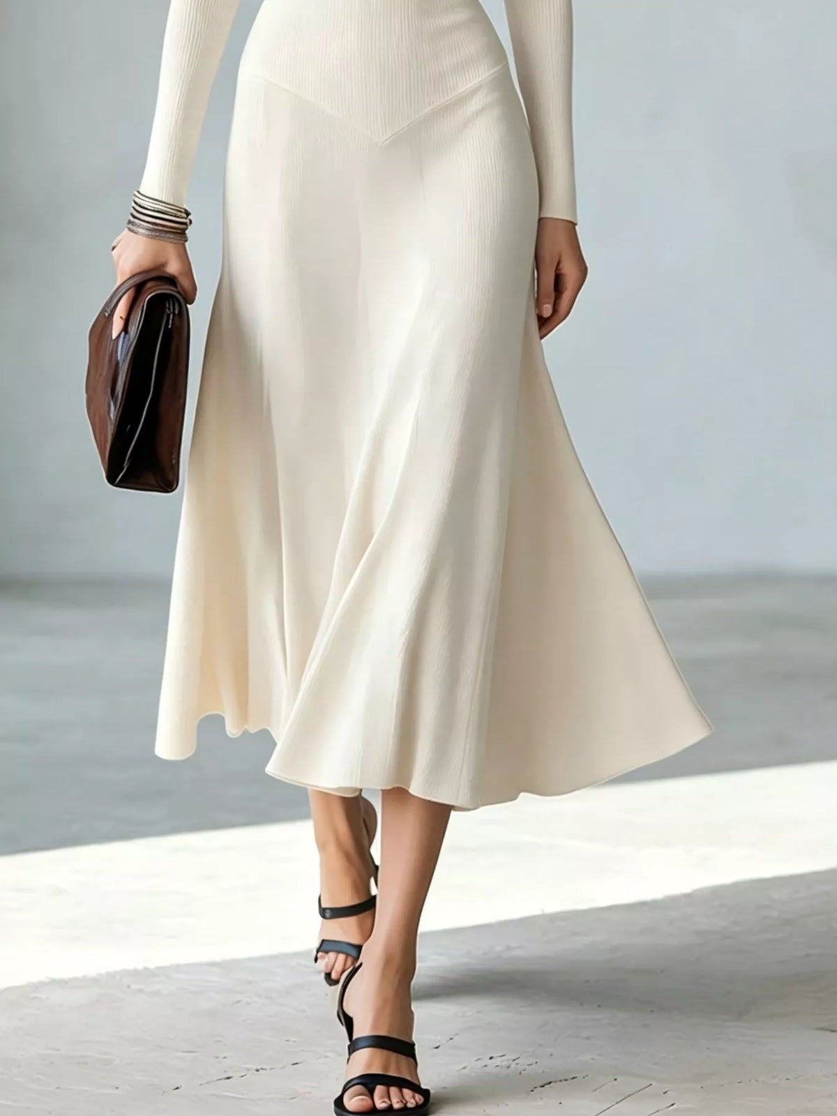 Full Size Mock Neck Cut-Out Long Sleeve Midi Dress Plus Size