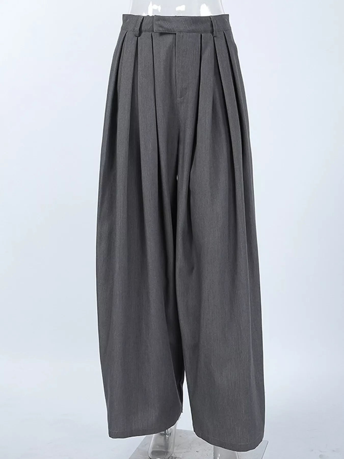 High-Waisted Wide-Leg Pleated Pants