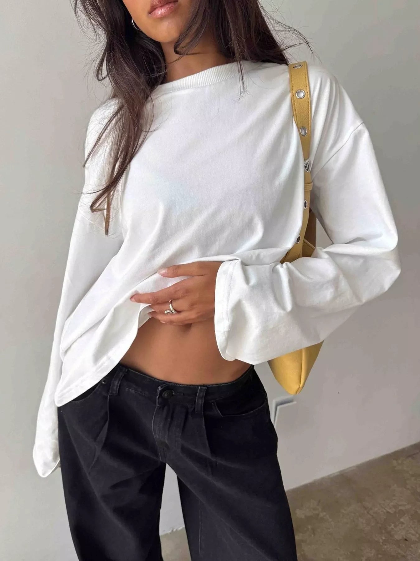 Oversized Long Sleeve Crew Neck T-Shirt